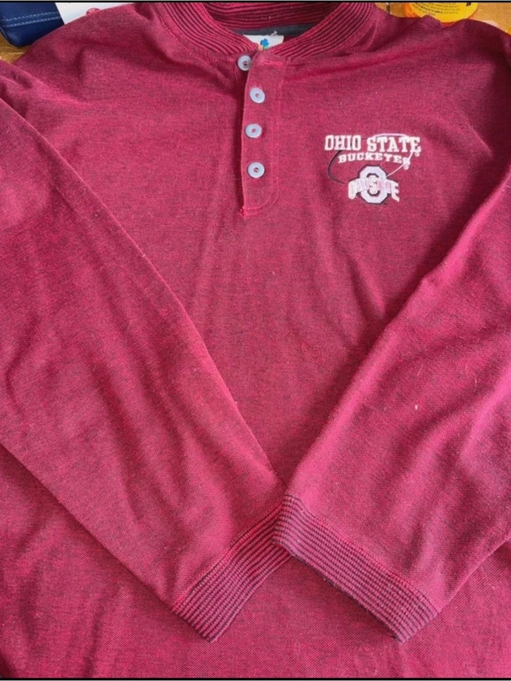 Buckeyes Men's Large Maroon Red Long-Sleeve Shirt C10